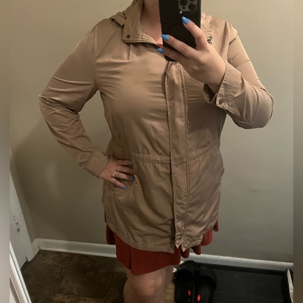 Tan raincoat/utility jacket